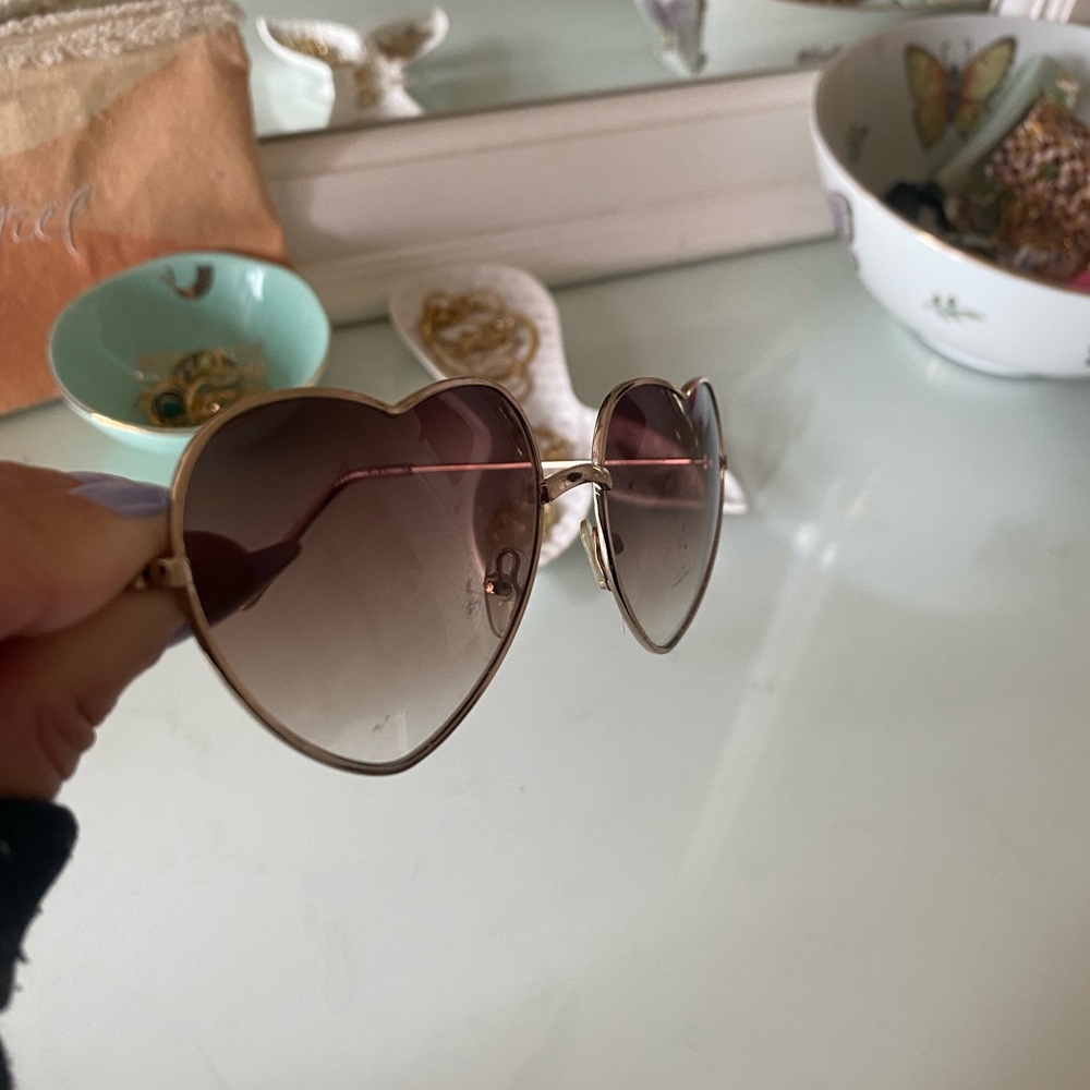 Gold Heart Shaped Sunglasses - Picture 5 of 10